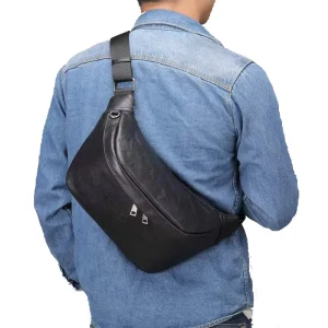 Crossbody Sling Airport Money Bag Teal Leather Sports Belt Fanny Bag Waist Bag Men and Women Pouch Messenger