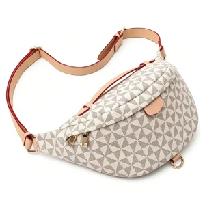 Crossbody Sling Bag For Women Fanny Pack With Adjustable Strap Large Opening Two Way Zipper Closure Chest Trendy Checkered Belt