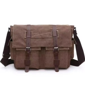 Custom 16 Inch Vintage Outdoor Canvas Laptop Shoulder Bag With Multiple Pockets for Work School Personalized Logo Decoration