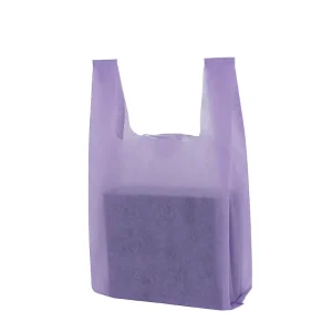 Custom Advertising Supermarket Shopping Recycled Folding Vest Tote Color w Cut Non Woven Bag Design