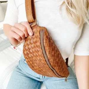 Custom Bag Design Personalized Belt Bag with Woven Pattern PU Leather Lady Bum Bag