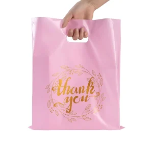 Custom Bags With Logo Plastic Waterproof Cloth Retail Shopping Bag Luxury Printed Die Cut Plastic Shopping Bag With Handle