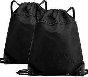 Custom Black Nylon Drawstring Cinch Backpack Large Capacity Waterproof Polyester Drawstring Gym Bag for Gym Use Promotional Bags