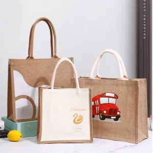 Custom Burlap Tote Bag Handbags Ladies Blank Gunny Women’s Jute Beach Bag Canvas Shipping Jute Tote Bag Printed Logo