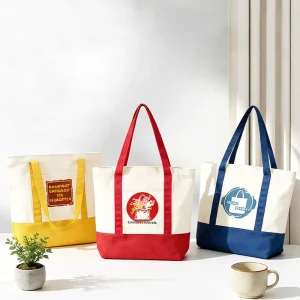 Custom Canvas Bags Zipper Printed Logo Large Capacity Shoulder Crossbody Trade Show Promotional Gift Eco Friendly Tote Bags