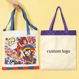 Custom Canvas Tote Bag with Printed Logo Embroidery Custom Cartoon Style Eco-Friendly Promotional Gift Packaging