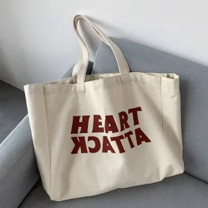 Custom Canvas Tote Bags Recycled Cotton with Logo Tote Shopping Bags for Women Zipper Pockets Long Rope Handbags