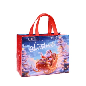 Custom Christmas Non woven Tote Bag PP Film coated Reusable Gift Packaging Party Gift Bag China Factory Price