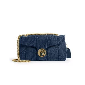 Custom Classic Women Crossbody Purses and Handbags Luxury Design Golden Chains Striped Shoulder Denim Bag