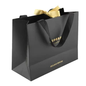 Custom Cloth Black Retail with Your Own logo Print Gift Bag Luxury Paper Shopping Bags with Logos