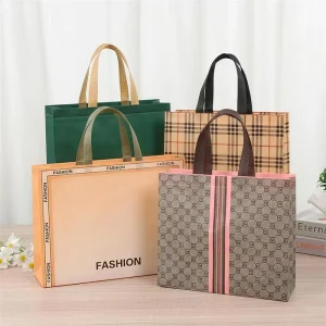 Custom Coated Laminated Non Woven Reusable Promotional Tote Bags with Logo Ultrasonic Pressed 10-15kg Load Capacity