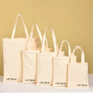 Custom Cotton Canvas Shopping Tote Bag Reusable Eco friendly Blank Handbag Custom Logo Screen Printed for Grocery & Promotion