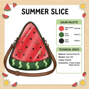 Custom Creative Watermelon Shaped Clear PVC Window Ita Bag Stylish Ladies Shoulder Purse for Casual & Holiday Fashion