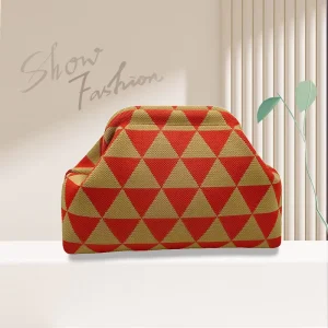 Custom Cross border New Fashion Open Knitted Striped Clutch Bag Work Cloud Large Capacity Daily All match Cosmetic Clip