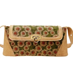 Custom Daisy Print Cork Bag for Women Fashion Slim Shoulder Purse With Casual Design for Daily Use