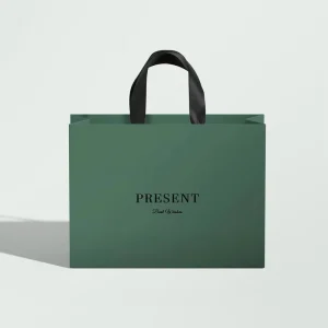 Custom Dark Green Luxury Paper Gift Bag Shopping Paper Carry Bag