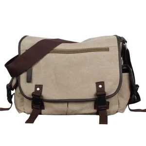 Custom Eco Friendly Heavy Duty Strong Brown Cotton Canvas Vintage Cross Body Shoulder Bag Messenger Laptop Bags