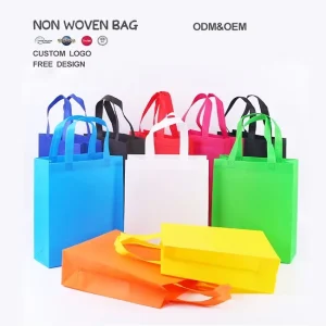 Custom Eco Friendly Recyclable Custom Non Woven Grocery Bags with Handles for Supermarket Shopping