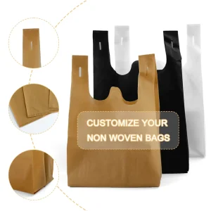 Custom Eco Nonwoven Fabric PP Non Woven Supermarket Shopping Carry Grocery Reusable Packaging Plastic Shop Bag With Printed Logo