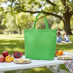 Custom Eco friendly Recyclable Non Woven D Cut Tote Bags 14×17 with Logo for Clothing & Exhibition Use