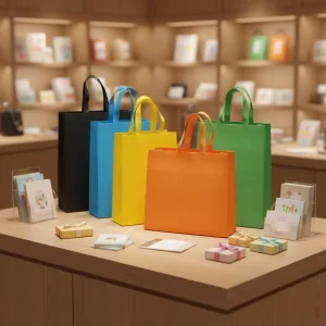 Custom Eco friendly Recyclable Reusable Non Woven Fabric Tote Bags Vest Handle Logo for Clothing Supermarket Use