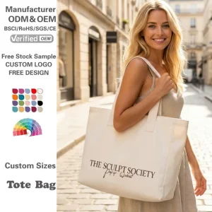 Custom Extra Large Bags Cotton Canvas Cloth Tote Bag With Logo For Women Shopping Shop Brand Campaign Beach And Pilates Clubs