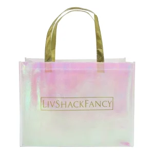 Custom Fashion Tote Bag Shiny Laser Holographic Pink Non Woven Bag with Logo for Promotion Shopping