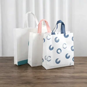 Custom Free Sample Eco Friendly Abstract Blue Camouflage Paper Bag With Handle Reusable Tote for Gift Retail Packaging
