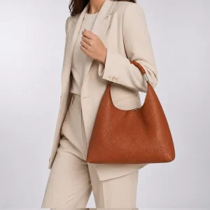 Custom Genuine Leather Handbag Women Soft Hobo Shoulder Bag Private Label Brown Purse OEM ODM Factory