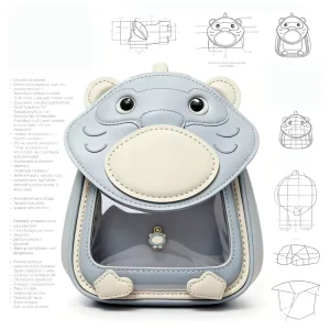 Custom Geometric Design PU Lightweight Ita Backpack With Initial Personalization Waterproof Handbag & Clear Bag