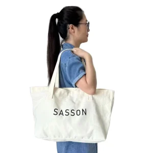 Custom Gold Printed Eco Friendly Waterproof Canvas Beach Tote Bag Large Capacity Cotton Shoulder Promotional Shopping Bag