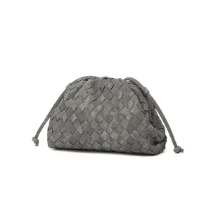 Custom Hand-Woven Retro Cloud Evening Bag Soft Leather Women’s Lightweight Clutch Purse with Inner PU Lining Pouch