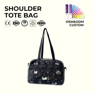 Custom Heavy Duty 12oz Thick Polyester Large Shoulder Tote Bag Large Capacity Multi Pocket Daily Shopping Handbag Student Bag