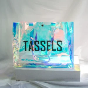 Custom Hologram PVC Beach Tote Bag Clear Laser Handbag Transparent Holographic Iridescent Shopping Bags