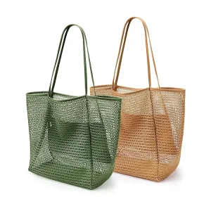 Custom Large Beach Mesh Tote Bag Casual Women Foldable Shoulder Shopping Bag For Beach Picnic Vacation HC HC 240424 1