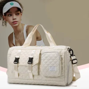 Custom Large Capacity Gym Travel Bag Fashion Quilted Duffle with Waterproof Dry Wet Separation Shoes Compartment