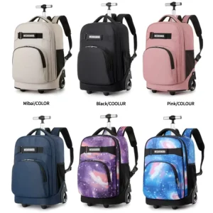 Custom Large Capacity Rolling Backpack Unisex Waterproof School Trolley Bag Backpack With Wheels