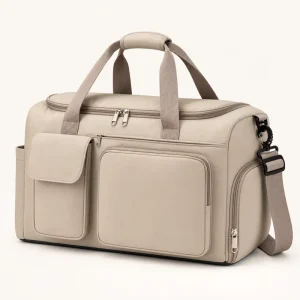 Custom Large Capacity Sports Gym Duffel Bag Multi Pocket Travel Weekender Bag With Shoe Compartment And Strap