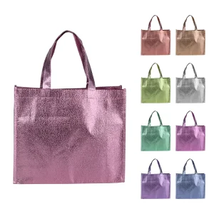 Custom Large Capacity Waterproof Laser Metallic Laminated Non Woven Eco Shopping Tote Bags for Supermarket Use with Logo