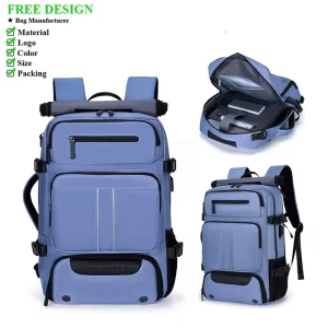 Custom Large Waterproof USB Laptop Backpack Sports Outdoor Travel Backpack Bag Independent Shoe