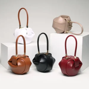 Custom Leather Bag Female Minority Design Handbag Vintage Dumplings Female Bag Satchel