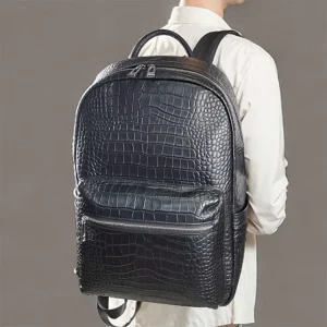 Custom Leather Laptop Backpack Solid Pattern Zipper Closure Polyester Waterproof 17 Inch Laptop Backpack Tablet Bags for Men