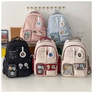 Custom Lightweight Korean Style Student Backpack Simple Fashionable College Middle School Style Zipper Polyester School Bag