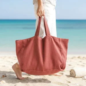 Custom Linen Shoulder Beach Bag Eco-Friendly Shopping Tote Bags for Women Daily Use