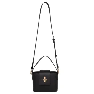 Custom Lock Flap Square Crossbody Bags for Women Fashion Leather Crossbody Bag with Adjustable Shoulder Strap and Handle