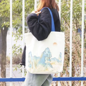 Custom Logo 100% Biodegradable Recyclable Pure Cotton Canvas Packaging Bags Luxury Canvas Tote Shopping Bags