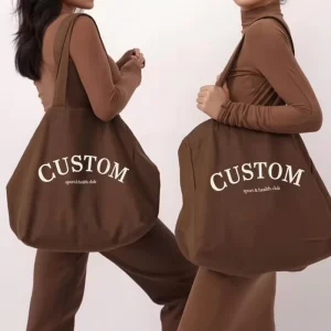 Custom Logo 100% Cotton Fashion Large Capacity Canvas Tote Bag Eco-Friendly Zipper Closure Daily Use Sport & Health Club Women