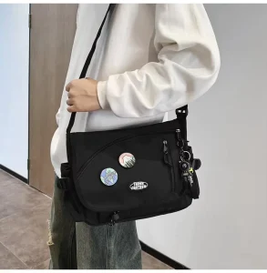 Custom Logo 3 Color Adjustable Strap Large Capacity Waterproof Nylon Messenger Crossbody Men’s Shoulder Bag