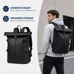Custom Logo Backpack Factory 17.3 Inch Laptop Bag Business Minimalist Sports Travel School Bag Waterproof Roll Top Tactical Mens