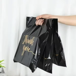 Custom Logo Biodegradable Plastic Recyclable Shopping Packaging Plastic Thank You Bags for Clothes Shopping With Logos
